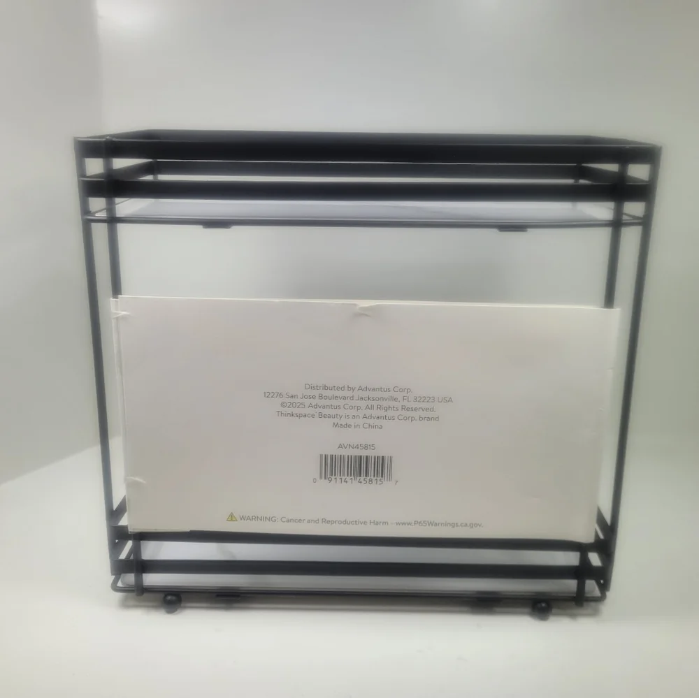 Black and White Two-Tier Shelf With Marbel Look